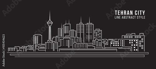 Cityscape Building Line art Vector Illustration design - tehran city