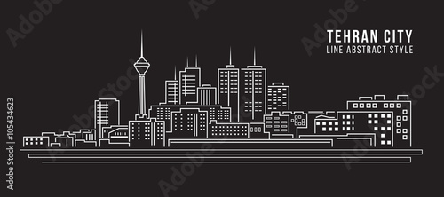 Cityscape Building Line art Vector Illustration design -  tehran city