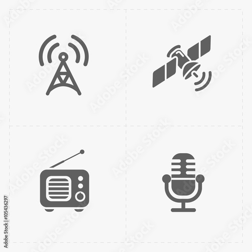 Modern flat social icons set on White 
