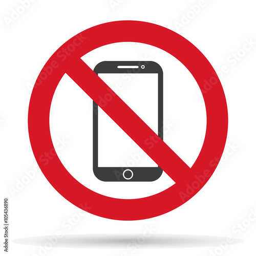 ban phone, no mobile cell phone, warning sign ban phone, icon ban mobile phone EPS10, vector illustration