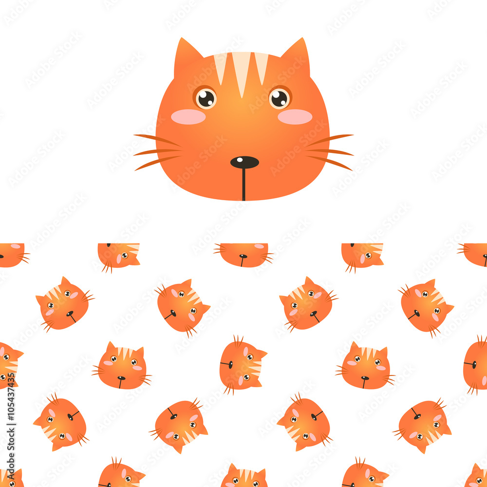 Cat Head Icon And Pattern