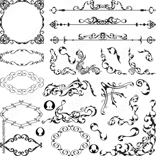 Set of ornamental art elements