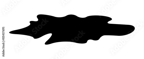 Puddle silhouette, black substance spill. stain, plash, drop. Vector illustration isolated on the white background