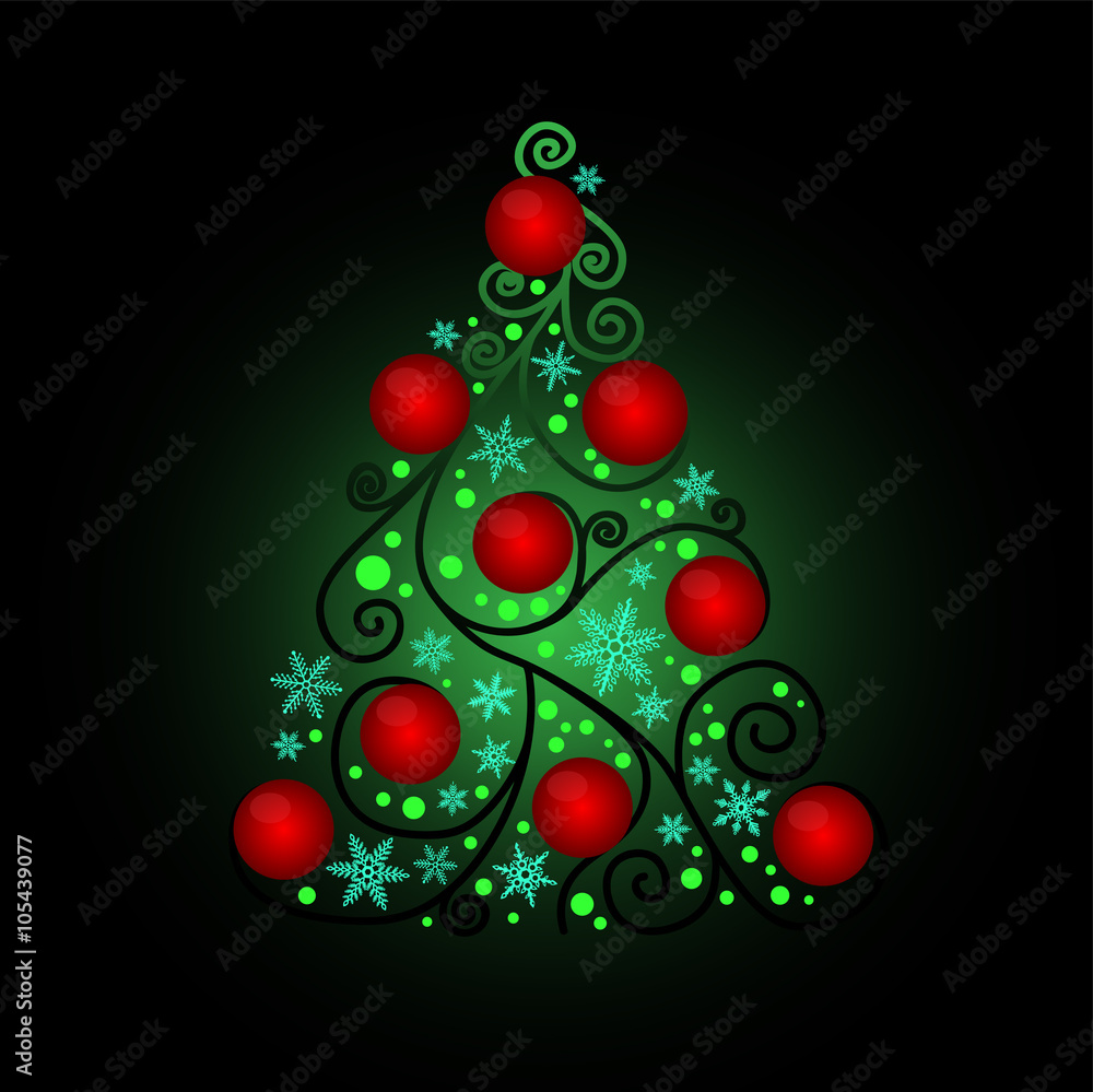 Abstract Christmas Tree with red christmas balls Abstract Christmas Tree with red christmas balls