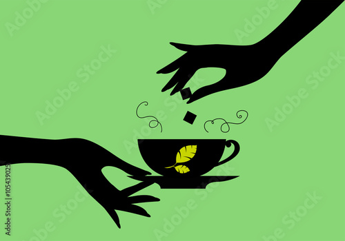 Tea design over green background. Vector illustration