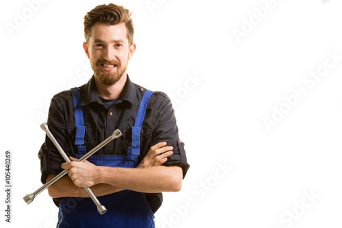 Manual worker on white background