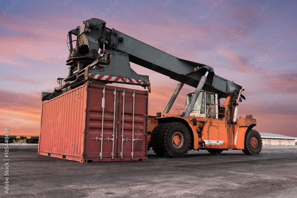 Forklift handling container box loading Forklift handling container box loading