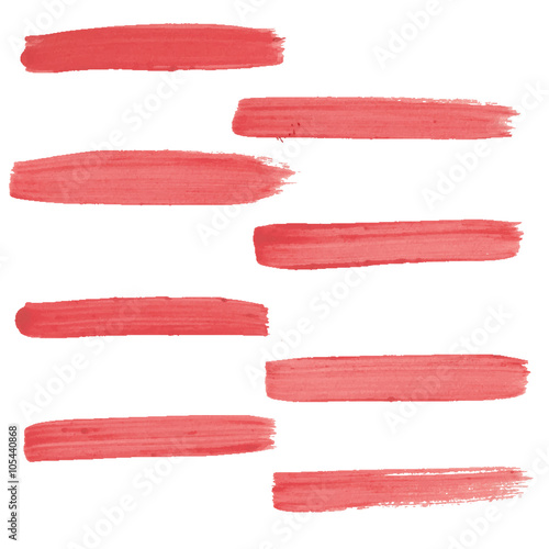 set of strokes of red gouache