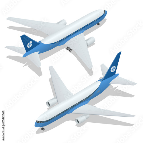 Large passenger Airplane 3d isometric illustration. Airplane freight. Flat 3d vector isometric high quality transport - passenger plane. Vehicles designed to carry large numbers of passengers 