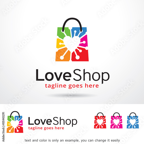 Love Shop Logo Template Design Vector