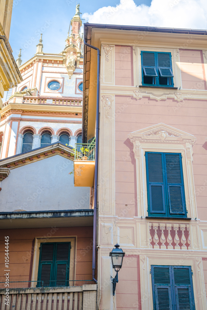 Architecture of Santa Margherita Ligure, which is popular touristic destination in summer