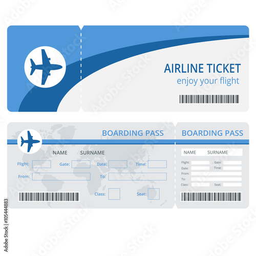 Plane ticket design. Plane ticket vector. Blank plane tickets isolated. Blank plane tickets EPS. Plane ticket vector illustration. Airline boarding pass ticket for traveling by plane