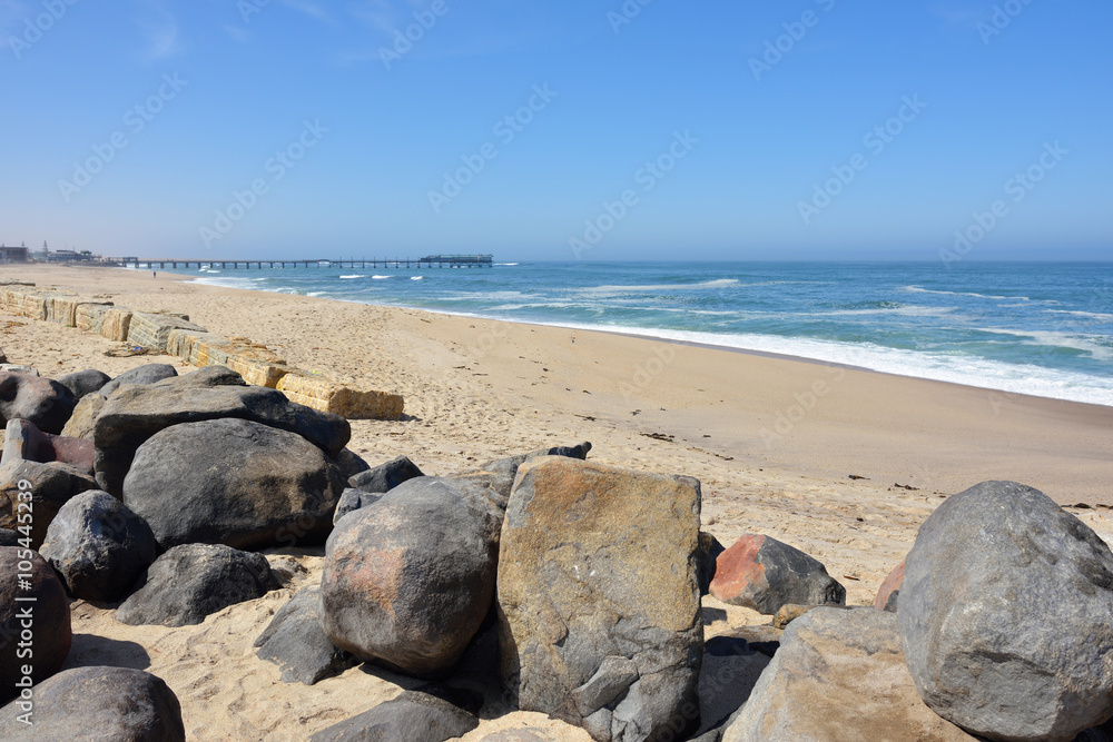 Atlantic coastline and the Mole in Swakopmund Atlantic coastline and the Mole in Swakopmund
