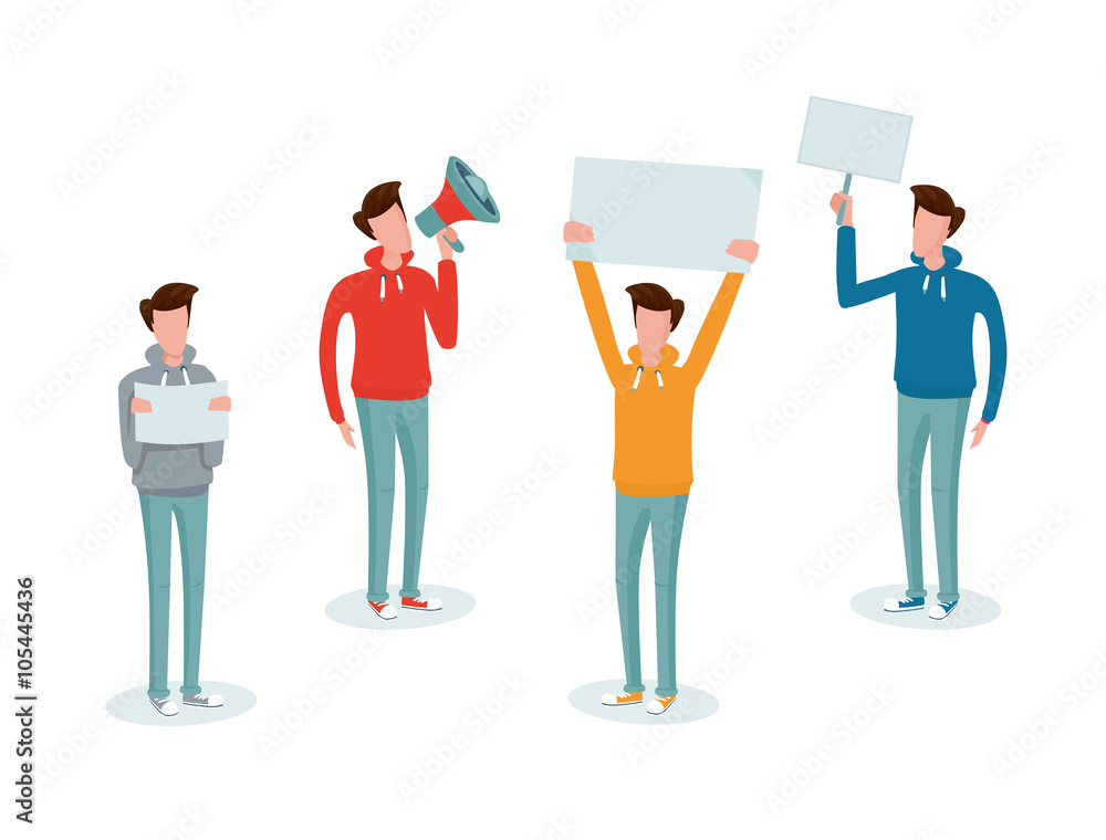 Fototapeta premium Cartoon people with a message. Isolated icon set
