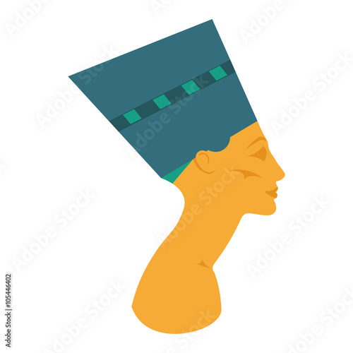 The head of the Egyptian queen. Nefertiti vector illustration. Nefertiti white background. Egyptian queen Nefertiti vector. Nefertiti isolated vector.