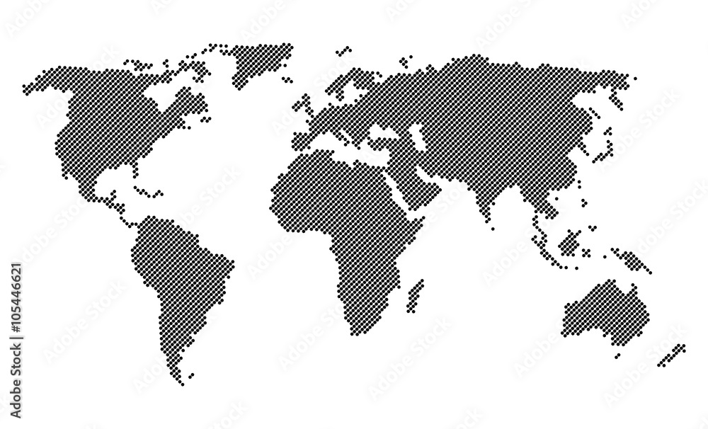Dotted world map isolated Dotted world map isolated