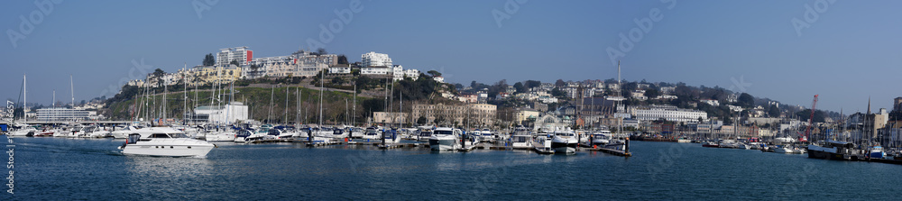 Panorama of the Port in Torquay, South Devon, Cornwall, England, Europe
