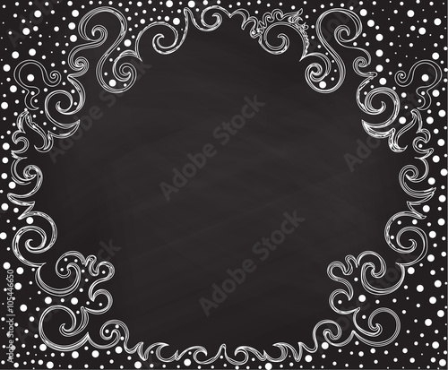 Abstract vector frame with curling figured handdrawn lines and chalk effect, eps 10