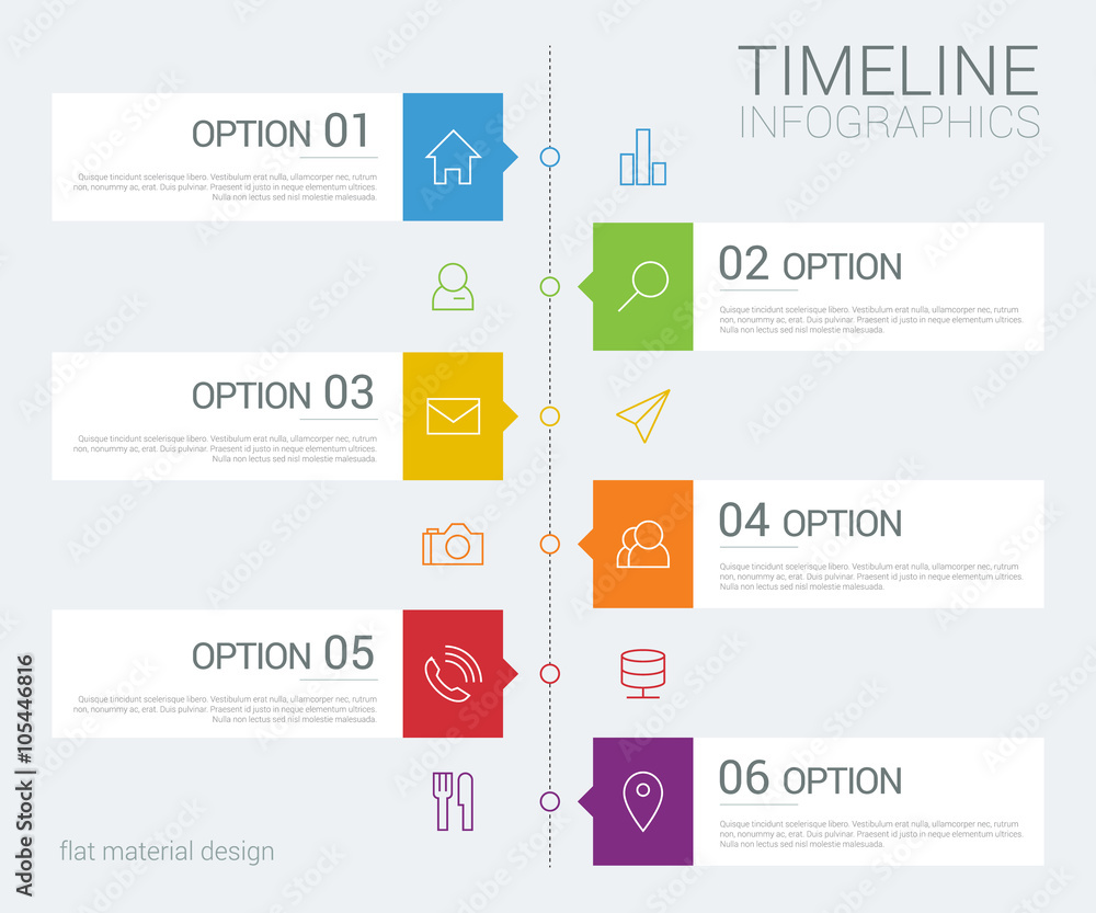 Vector timeline info graphic with line icons Vector timeline info graphic with line icons