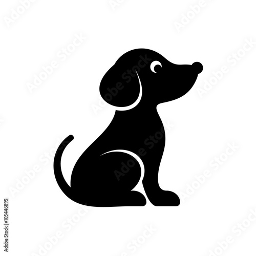 Cute black vector dog icon
