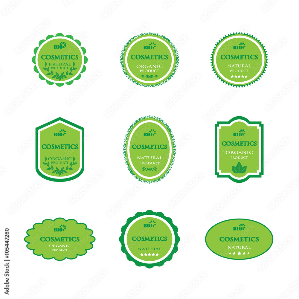 Set of labels for bio cosmetics Set of labels for bio cosmetics