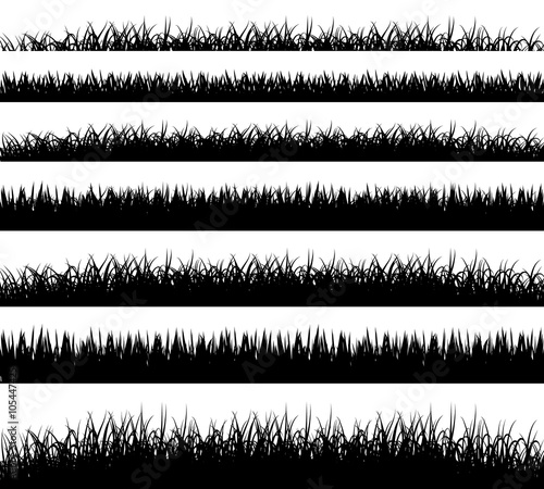 Grass borders silhouette on white background