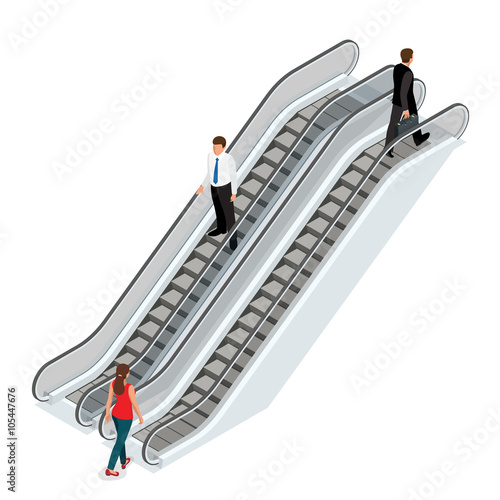 Escalator image. Isometric Escalator illustration. Elevator JPG. Modern architecture stair, lift and elevator, Escalator. 3d Escalator. Flat 3d vector isometric illustration.