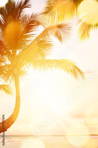 Fototapeta Naklejka Na Ścianę i Meble -  Art Beautiful sunrise over the tropical beach