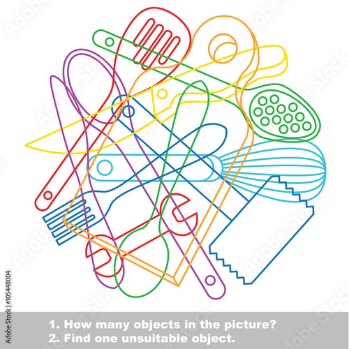 Utensils mishmash colorful set in vector.