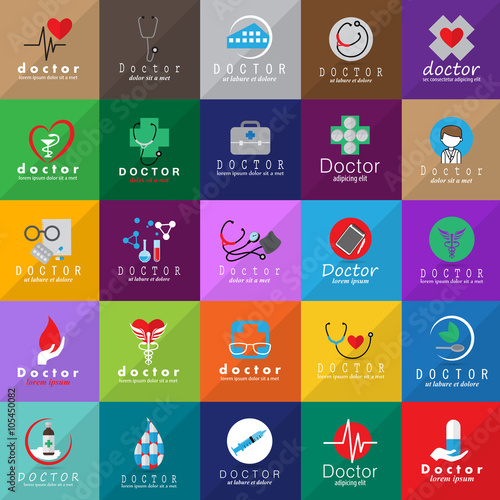 Doctor And Medical Icons Set-Isolated On Gray Background-Vector Illustration,Graphic Design.For Web,Websites,Print, App,Presentation Templates,Mobile Applications And Promotional Material,Collection