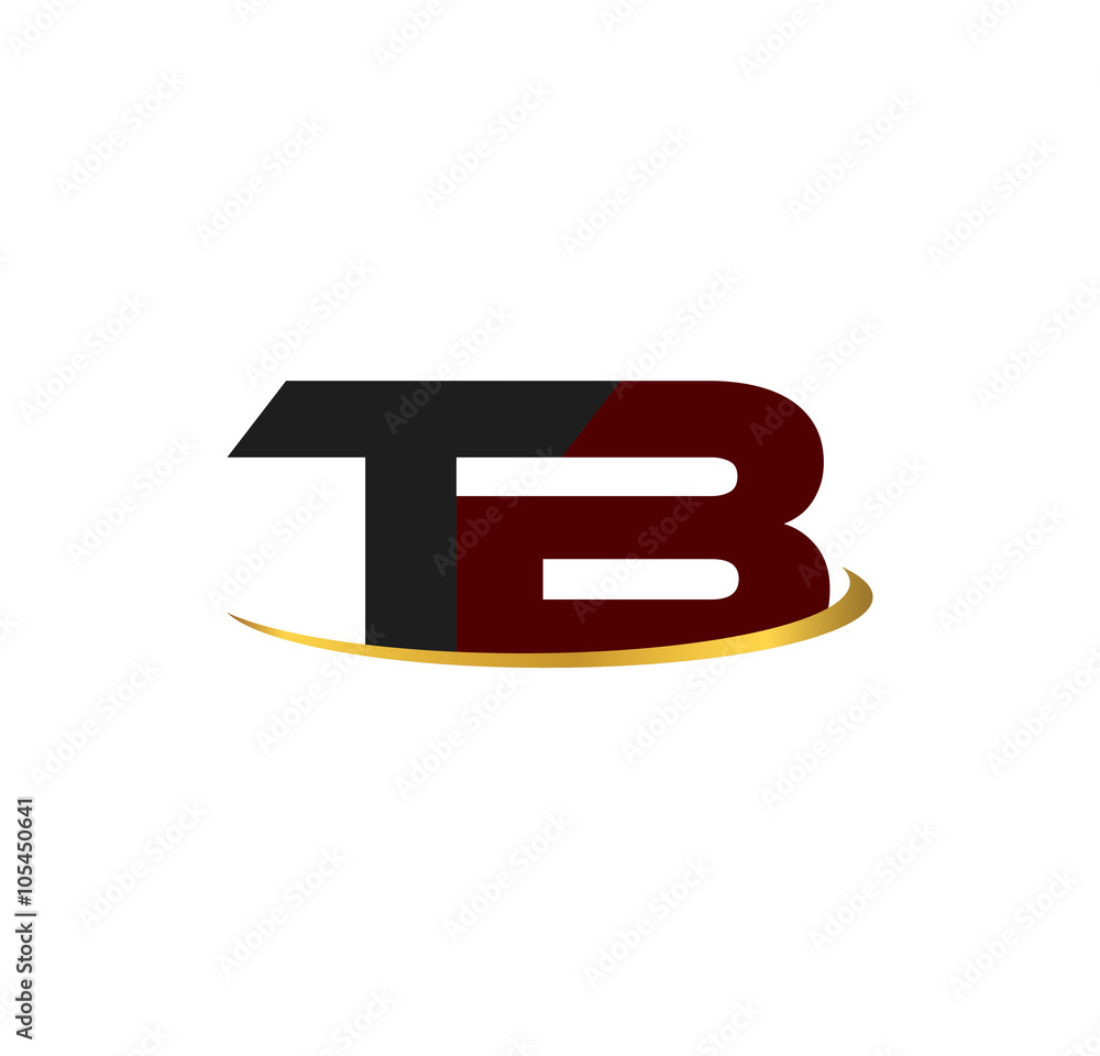 TB alphabet in grey and red with golden curve TB alphabet in grey and red with golden curve