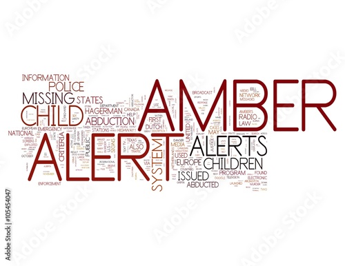  Amber Alert word concepts isolated on white background