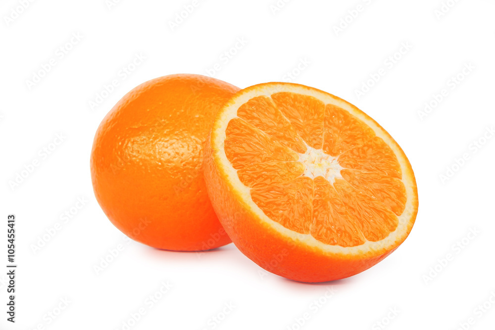 Sliced orange fruit isolated on white background Sliced orange fruit isolated on white background