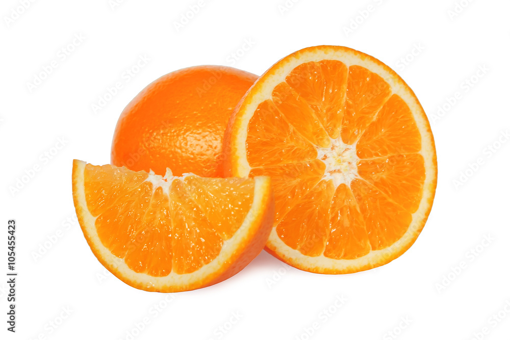 Sliced orange fruit isolated on white background Sliced orange fruit isolated on white background