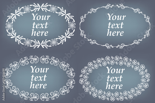 Vector set of hand drawn frames. Page decorations with floral elements