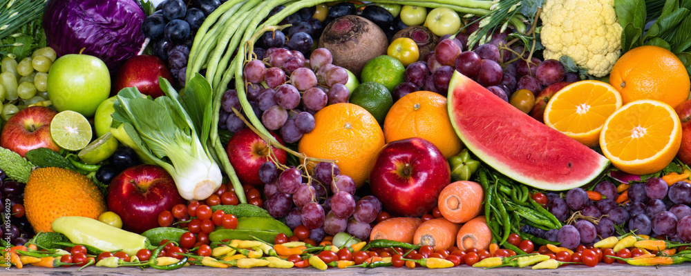 Fototapeta Różne owoce i warzywa dla zdrowych