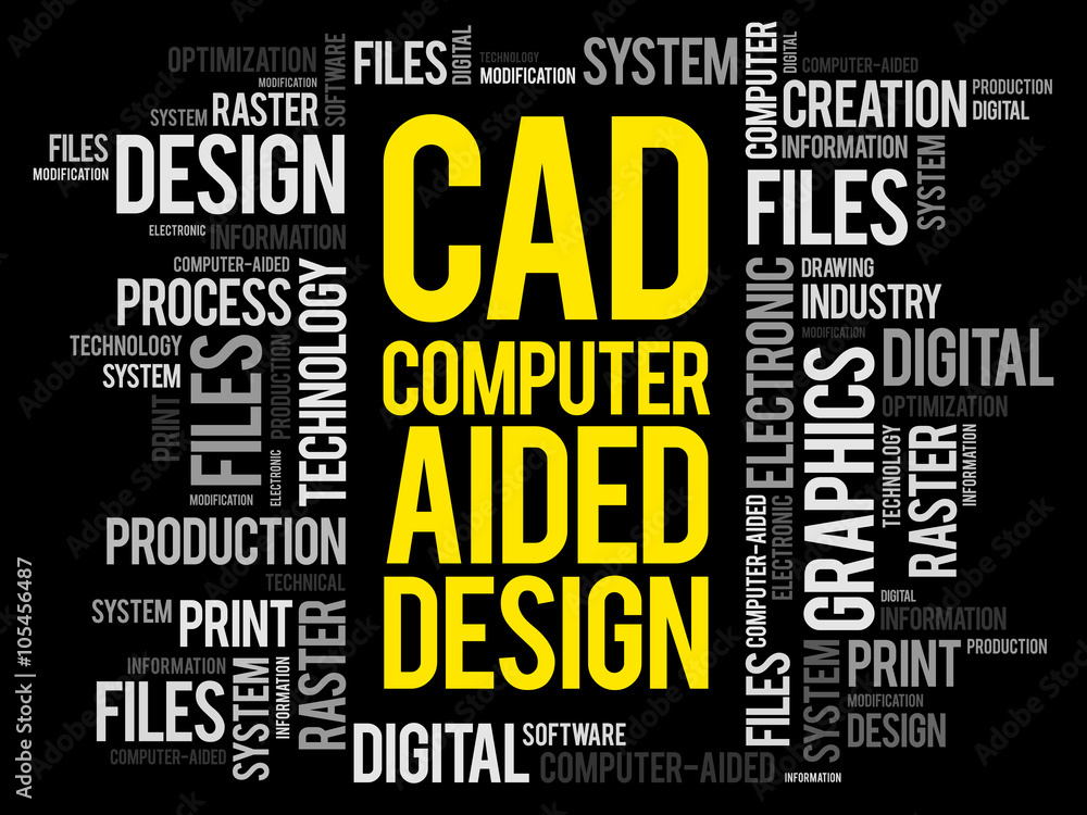 CAD - Computer Aided Design word cloud, business concept background