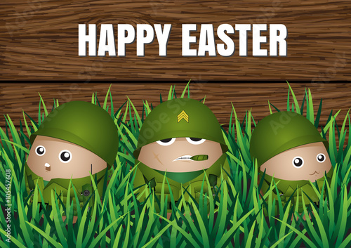 Happy easter day.eggs soldier from vector