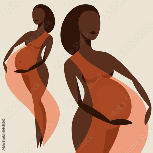 Stylized silhouette of pregnant woman. Illustration for websites, magazines and brochures