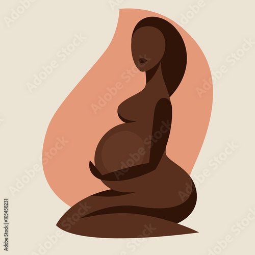 Stylized silhouette of pregnant woman. Illustration for websites, magazines and brochures