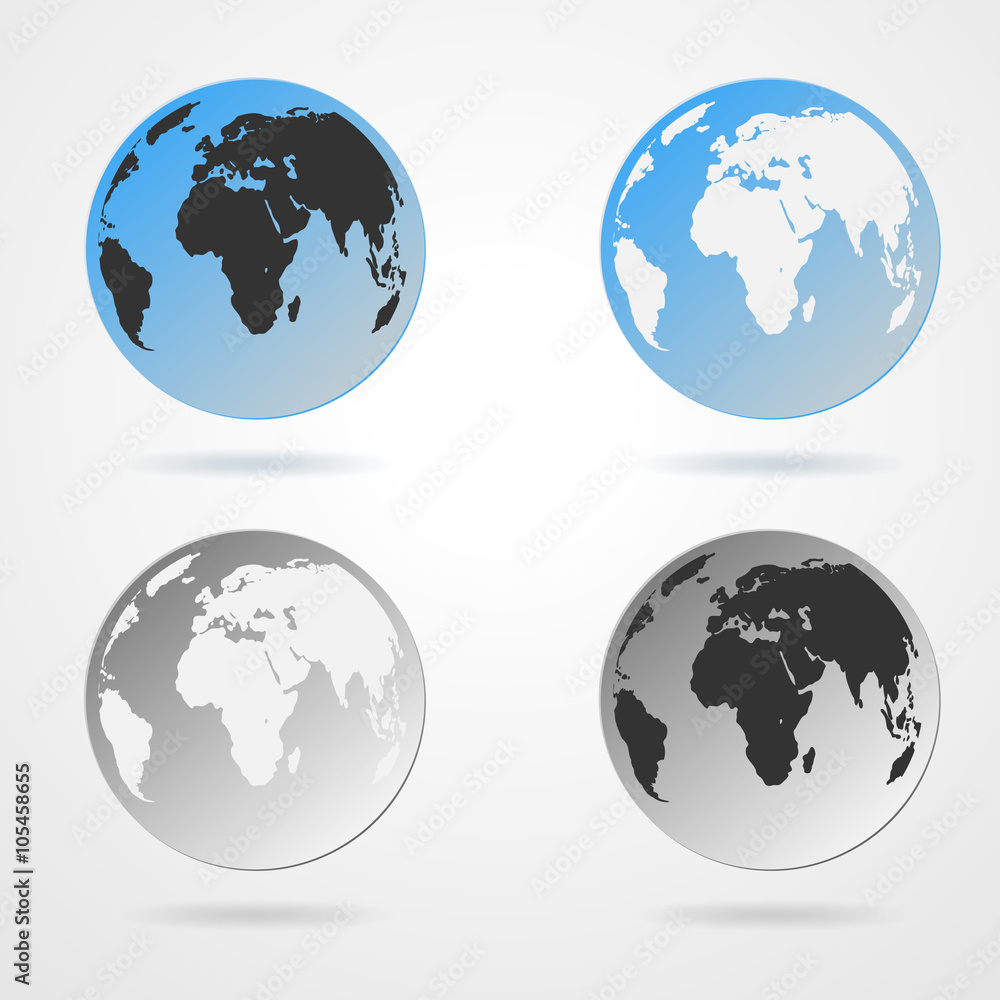 Collection of icons Earth Globe - vector illustration.