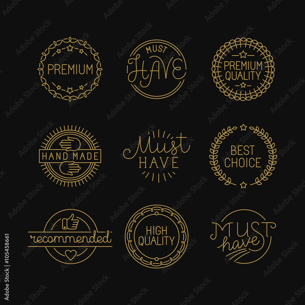 Vector set of linear badges and labels