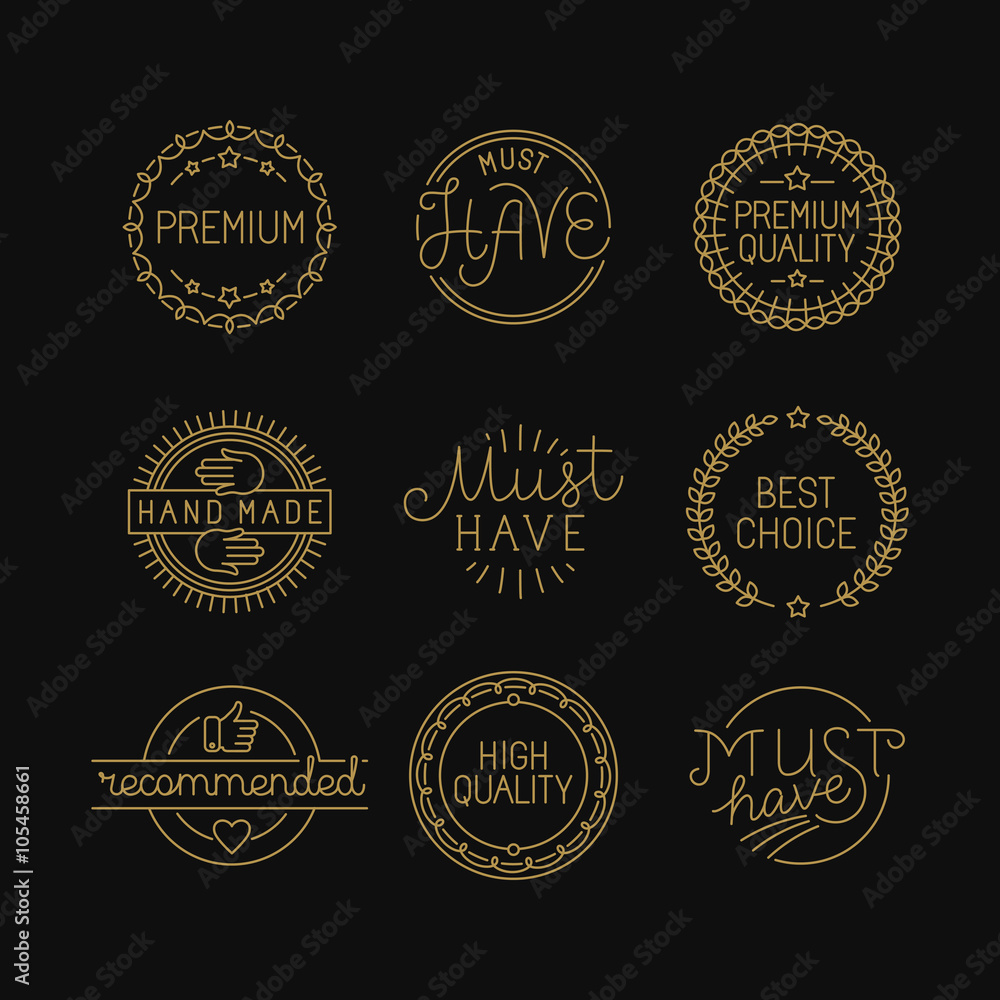 Vector set of linear badges and labels Vector set of linear badges and labels