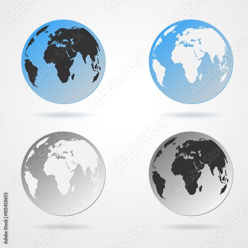 Collection of icons Earth Globe - vector illustration.