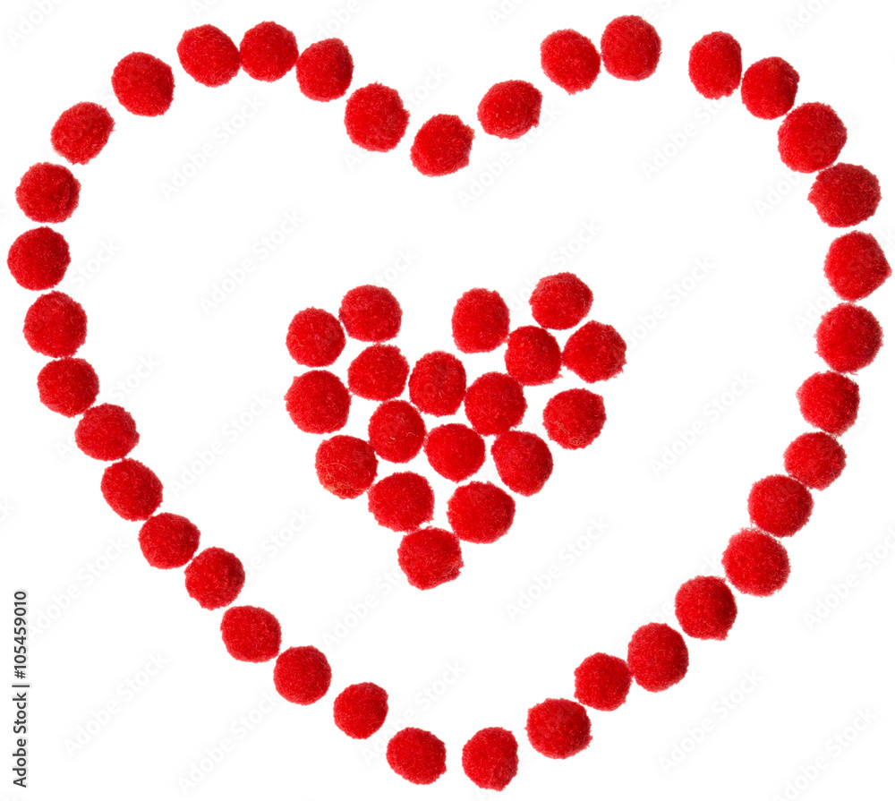 Heart shape of red balls