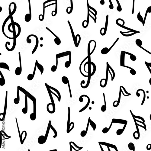 Seamless vector pattern with music notes.