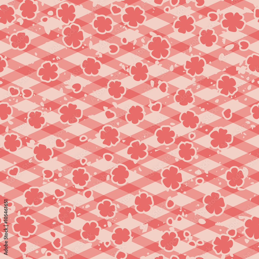 Pink pretty tablecloth with sakura. Seamless pattern. Splash can be hide