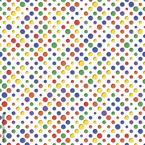 Colored circles with shadow. Seamless pattern