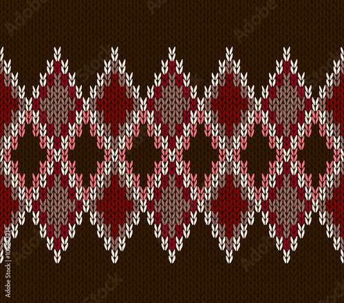 Style Seamless White Pink Brown Red Color Knitted Pattern