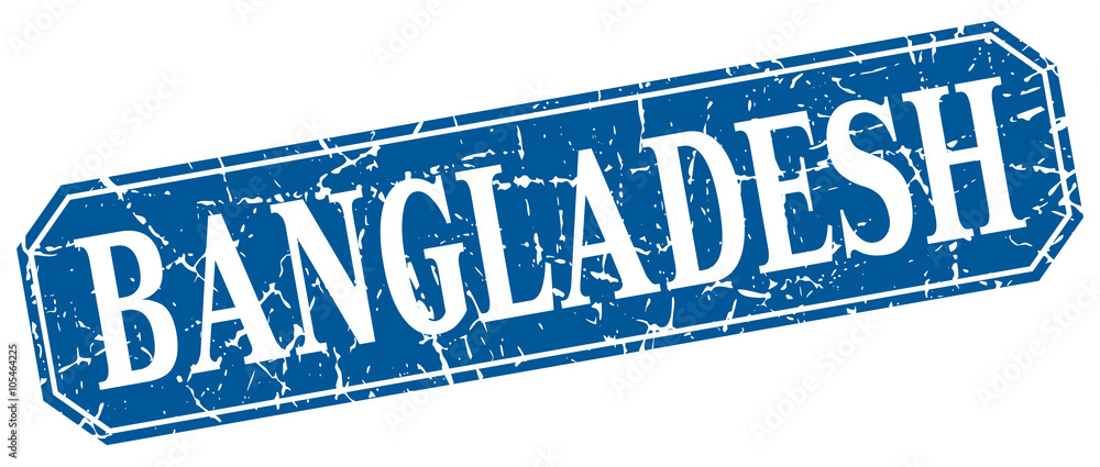 Bangladesh blue square grunge retro style sign